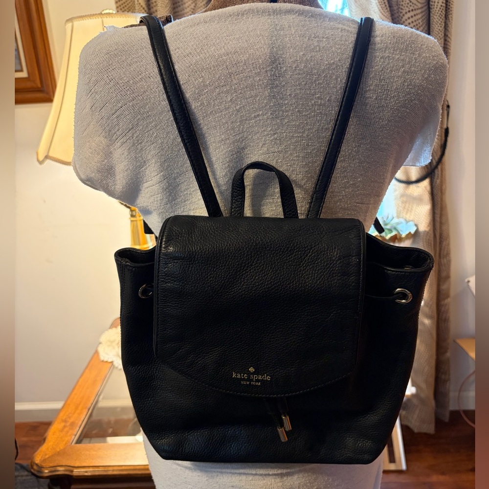 Black Kate Spade Backpack Pebbled Leather